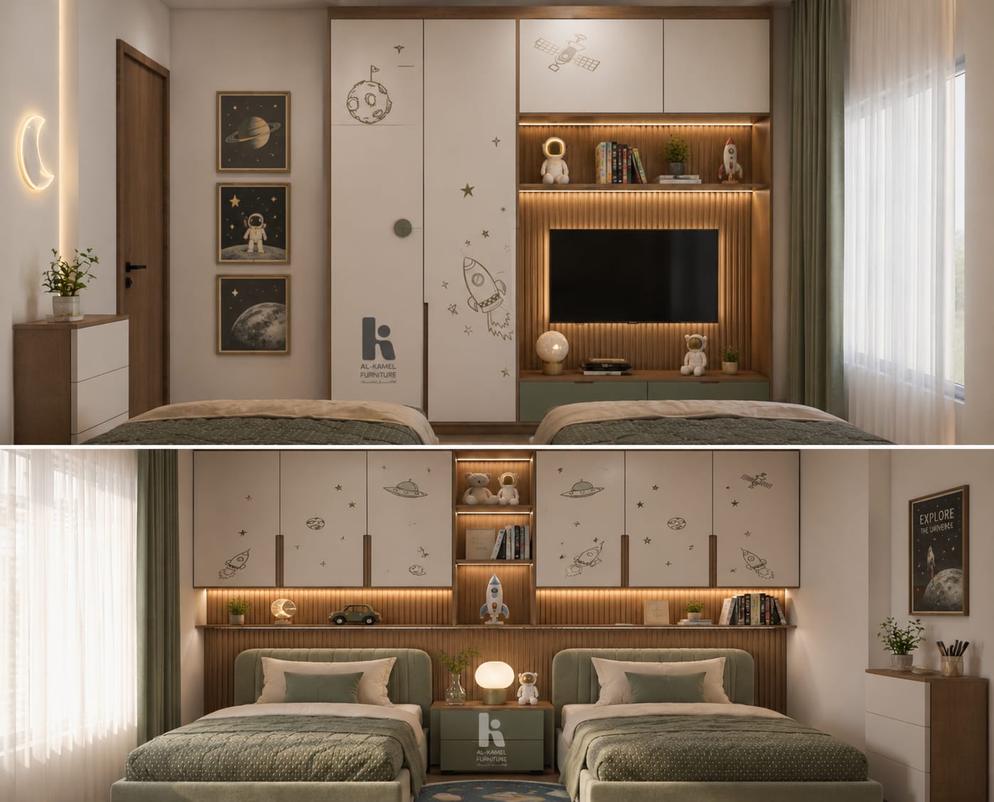 Space-Themed Kids Bedroom & Custom Carpentry